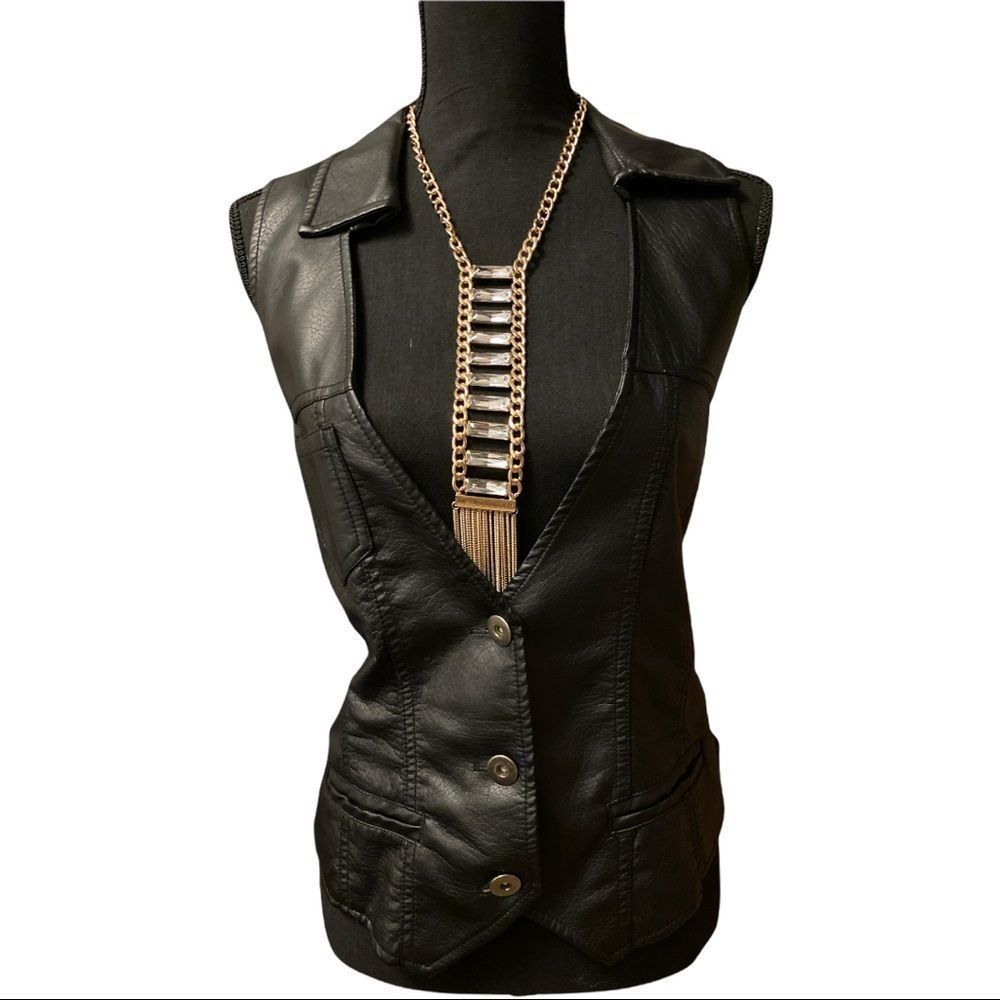 Faux leather vest